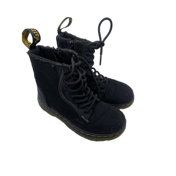 Doc Dr Martens Combs J Size 12 Kids Canvas Combat Zipper Boots Zip Up - Picture 1 of 7